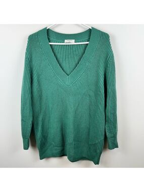 Babaton Merino Wool Chunky Knit Sweater Emerald Green 2XS